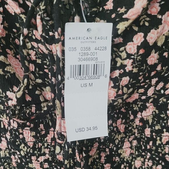 New American Eagle Floral Smocked Ruffle Sleeve Blouse Size Medium NWT - Picture 2 of 8